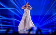 10 May 2024, Sweden, Malmö: Eden Golan from Israel stands on the stage of the Eurovision Song Contest (ESC) 2024 during the first rehearsal for the final in the Malmö Arena. The motto of the world