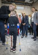 Svenja Schulze (SPD), Federal Minister for Economic Cooperation and Development, photographed during her trip to Ukraine. Here at the inauguration of a prosthetics workshop in Lviv sponsored by Germany. The boy needed a prosthetic leg after a cancer operation. 