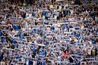 10 May 2024, Saxony-Anhalt, Magdeburg: Soccer: Bundesliga 2, 1. FC Magdeburg - SpVgg Greuther Fürth, matchday 33, MDCC-Arena. Magdeburg fans stand in the stands with their scarves. Photo: Swen Pförtner/dpa - IMPORTANT NOTE: In accordance with the regulations of the DFL German Football League and the DFB German Football Association, it is prohibited to utilize or have utilized photographs taken in the stadium and/or of the match in the form of sequential images and/or video-like photo series
