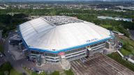 10 May 2024, North Rhine-Westphalia, Gelsenkirchen: The Veltins-Arena in Gelsenkirchen, photographed with a drone. European Football Championship matches take place here. Photo: Federico Gambarini/dpa