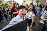 11 May 2024, Hungary, Budapest: people take part in the Trans Pride march. Photo: Marton Monus/dpa