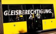 21 April 2024, Berlin: 21.04.2024, Berlin. "Track authorization" is written on a BVG subway car. Photo: Wolfram Steinberg/dpa Photo: Wolfram Steinberg/dpa