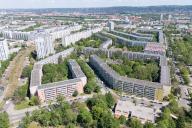 14 May 2024, Saxony, Dresden: Residential buildings in Dresden