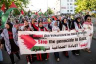 15 May 2024, Berlin: People take part in the demonstration "Solidarity with Palestine - 76 years of Al Nakba" to mark the Palestinians
