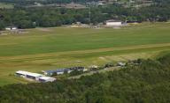 14 May 2024, Schleswig-Holstein, Heist: View over the grounds of Uetersen-Heist airfield (aerial view). Photo: Christian Charisius/dpa