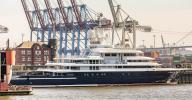 15 May 2024, Hamburg: The mega yacht "Luna", built at the Lloyd shipyard in Bremerhaven and around 115 meters long, owned by Russian oligarch Farchad Akhmedov, is moored at the Blohm+Voss quay in the port of Hamburg in May 2024. In 2022, the ship was detained in Hamburg by the BKA as part of the sanctions against Russia. The first owner was the Russian billionaire Roman Arkadyevich Abramovich. Photo: Markus Scholz\/dpa