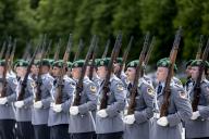 Soldiers from the Bundeswehr Guard Battalion, photographed during the reception of the Lithuanian Minister of Defense by Boris Pistorius (SPD), Federal Minister of Defense, at the BMVg in Berlin, May 16, 2024