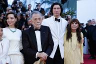 Aubrey Plaza, Francis Ford Coppola, Adam Driver and Talia Shire attend the red carpet premiere of 
