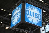 14 May 2024, North Rhine-Westphalia, Cologne: Logo, lettering of the high-tech company WISI on a stand at Anagacom, Europe