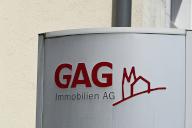 12 May 2024, North Rhine-Westphalia, Cologne: Sign, logo, lettering of GAG Immobilien AG, the largest housing company in the Cologne area Photo: Horst Galuschka/dpa