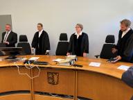 17 May 2024, Schleswig-Holstein, Kiel: The Second Grand Criminal Chamber of Kiel Regional Court before the start of the trial against a 20-year-old man for fatally stabbing his ex-girlfriend. Photo: Sönke Möhl/dpa