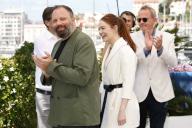 Yorgos Lanthimos and Emma Stone pose at the photo call of 