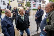 18 May 2024, Kleinblittersdorf: German Chancellor Olaf Scholz and Saarland Prime Minister Anke Rehlinger visit flood-affected Kleinblittersdorf. Photo: Harald Tittel\/dpa