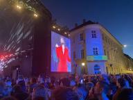19 May 2024, Estonia, Tartu: Austrian ESC star Conchita Wurst performs at a "Kissing Tartu" concert. Accompanied by live performances of Eurovision Song Contest songs, thousands of people kissed in the European Capital of Culture Tartu on Saturday evening. At the mass kissing event "Kissing Tartu", countless kissers pressed their pursed lips together or indulged in other public displays of affection such as hugs or a kiss on the cheek at an open-air concert on the town hall square of Estonia