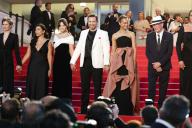 Camille, Adriana Paz, Selena Gomez, Edgar Ramírez, Zoe Saldana, Jacques Audiard, Karla Sofía Gascon and Damien Jalet depart the red carpet premiere of \'Emilia Perez\' during the 77th Cannes Film Festival at Palais des Festivals in Cannes, France, on 18 May 2024