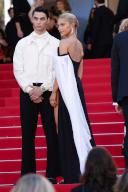 Jacob Rott and Caroline Daur attend the red carpet premiere of \'Emilia Perez\' during the 77th Cannes Film Festival at Palais des Festivals in Cannes, France, on 18 May 2024