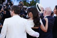 Edgar Ramirez, Selena Gomez, Jacques Audiard and Karla Sofia Gascon attend the red carpet premiere of \'Emilia Perez\' during the 77th Cannes Film Festival at Palais des Festivals in Cannes, France, on 18 May 2024