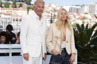 Kevin Costner and Sienna Miller pose at the photo call of \'Horizon: An American Saga\' during the 77th Cannes Film Festival at Palais des Festivals in Cannes, France, on 19 May 2024
