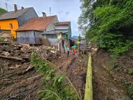 21 May 2024, Rhineland-Palatinate, Kirn: Cleaning up after the flood in Kirn-Sulzbach. The damage caused by the enormous rainfall and flooding in Saarland and Rhineland-Palatinate has not yet been repaired. Photo: Sebastian Schmitt/dpa