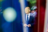 24 May 2024, Berlin: Federal Chancellor Olaf Scholz (SPD) waits in the Federal Chancellery for the Prime Minister of Portugal, Montenegro. Photo: Christoph Soeder/dpa