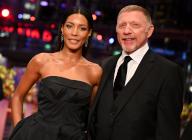 FILED - 19 February 2023, Berlin: Boris Becker and Lilian de Carvalho Monteiro stand on the red carpet for the film "Disco Boy" at the Berlinale. (to dpa: "Lawyer confirms: Boris Becker is engaged") Photo: Jens Kalaene/dpa
