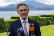 25 May 2024, Italy, Stresa: Christian Lindner (FDP), Federal Minister of Finance, speaks at a press conference during the meeting of the G7 finance ministers. Italy is chairing this year