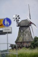 26 May 2024, Mecklenburg-Western Pomerania, Goldberg: View of the Golberg windmill in Mecklenburg. The Goldberg windmill in Goldberg, formerly known as the Pierstorf mill, was built in 1863 on a hill outside the town near Lake Goldberg. The building is now a listed building. Photo: Frank Hormann/dpa