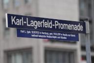 30 May 2024, Hamburg: The street sign "Karl-Lagerfeld-Promenade" can be seen at Alsterfleet in the city center. The section "Am Alsterfleet" was renamed "Karl-Lagerfeld-Promenade". Photo: Marcus Brandt/dpa