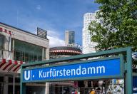 31 May 2024, Berlin: A sign with the inscription "U Kurfürstendamm" marks the entrance to the subway station of the same name in City West. Photo: Monika Skolimowska/dpa