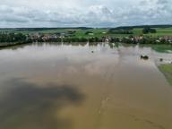 02 June 2024, Bavaria, Hohenkammer: The River Glenn has burst its banks near Eglhausen in the municipality of Hohenkammer and is flooding meadows and fields (photos taken with a drone). Photo: Felix Hörhager//dpa