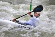 31 May 2024, Bavaria, Augsburg: Canoe/slalom: World Cup, kayak single, semi-final, women. Jessica Fox (Australia) in action. Photo: Karl-Josef Hildenbrand/dpa