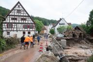 03 June 2024, Baden-Württemberg, Klaffenbach: Flood damage can be seen on a bridge. Photo: Marijan Murat/dpa