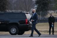 United States President Joe Biden departs after accompanying first lady Dr. Jill Biden to a doctors appointment at Walter Reed National Military Medical Center in Bethesda, Maryland, US, on Wednesday, Jan. 11, 2023. The First Lady underwent an outpatient procedure to remove a small lesion found during a skin cancer screening, White House physician Kevin O