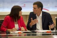 Madrid, 08-09-14.-Pedro SÃ¡nchez y Micaela Navarro en la reuniÃ³n de la comisiÃ³n permanente del PSOE: Foto: JuliÃ¡n