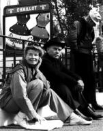 Katharine Hepburn, Yul Brynner and Danny Kaye on the set of