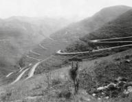 The Burma Road between Kinming and Kweiyung, China. June 1944. The winding road over mountains was the only overland supply route to China during World War 2. (BSLOC_2014_10_136)
