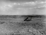 U.S. Army tank in Sidi Bou Zid, North Africa, shortly before the German advance of Feb. 14, 1943. 46 U.S. Sherman Tanks were destroyed in the Battle of Didi Bou Zid. Tunisia. World War 2. (BSLOC_2014_10_12)