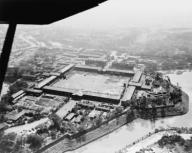 Aerial view of the Imperial Palace grounds in Tokyo, Japan, in 1945. World War 2. (BSLOC_2014_10_119)