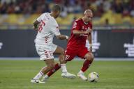 Phil Babb of Liverpool Reds (L) and Danny Webber of Manchester Reds in action during the Battle Of The Reds match between Manchester Reds and Liverpool Reds at National Stadium Bukit Jalil in Kuala Lumpur, Malaysia on April 27, 2024. (EyePress Newswire/FL Wong