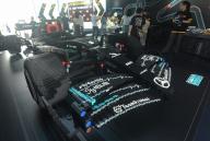 A view of life-size Lego mock of a Mercedes-AMG F1 W14 E Performance in Hangzhou in east China