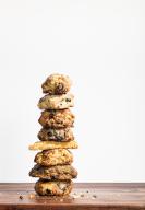 Stack of scones against white background