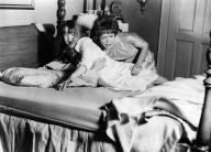 Linda Blair, Ellen Burstyn, on-set of the film, "The Exorcist", Warner Bros., 1973