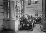 Belgian Mission To U.S. Arriving At Lars I.E. Larz Anderson Home - Gen. Leclereq [sic] Leaving Auto, Washington DC, 1917. First World War: Belgian officer Major General Mathieu Leclercq at meeting of diplomats, politicians and military personnel, held at the house of diplomat Larz Anderson
