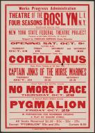 Corianolus, Roslyn, NY, [1930s]. The Federal Theatre Project, created by the U.S. Works Progress Administration in 1935, was designed to conserve and develop the skills of theater workers, re-employ them on public relief, and to bring theater to thousands in the United States who had never before seen live theatrical performances