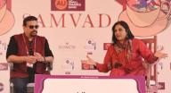 JAIPUR, INDIA - JANUARY 25: Mira Nair (R) in conversation with Vir Sanghvi during âMira Nair: The Personal and the Politicalâ session in the ZEE Jaipur Literature Festival 2018 at Diggi Palace at on January 25, 2018 in Jaipur, India. (Photo by Raj K Raj/Hindustan Times )