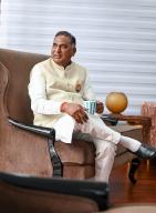 NEW DELHI, INDIA - MAY 3: (EDITOR\'S NOTE: This is an exclusive image of Hindustan Times) BJP Lok Sabha candidate from South Delhi Ramvir Singh Bidhuri during an exclusive interview with Hindustan Times, at his house, at Zakir Hussain Marg, on May 3, 2024 in New Delhi, India. (Photo by Raj K Raj\/Hindustan Times