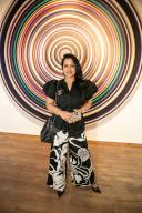 NEW DELHI, INDIA - MAY 4: Aanchal Garg during an art show exhibition of Ghanshyam Gupta, titled âHappy Vibrationsâ, featured non-figurative paintings that aimed to evoke positive emotion and promote well-being through color therapy, on May 4, 2024 in New Delhi, India. (Photo by Raajessh Kashyap\/Hindustan Times
