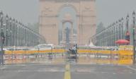 NEW DELHI, INDIA - MAY 12: A mirage is appearing on a hot summer day on the Kartavya Path, in front of India Gate on May 12, 2024 in New Delhi, India. (Photo by Vipin Kumar/Hindustan Times 