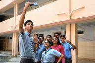 NAVI MUMBAI, INDIA - MAY 13: Students of Apeejay School Nerul, celebrate CBSE 10th exam result at Nerul on May 13, 2024 in Navi Mumbai, India. (Photo by Bachchan Kumar/Hindustan Times