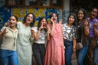 NEW DELHI, INDIA - MAY 13: Students of class 12th celebrating after the results for CBSE Class 10th and 12th are declared at St Thomas School, Mandir Marg on May 13, 2024 in New Delhi, India. (Photo by Sanchit Khanna/Hindustan Times